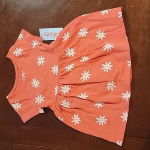 (J14) NWT Coral dress with white flowers infants girls 18mths